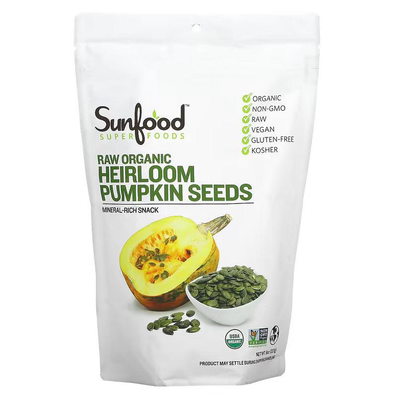 Sunfood, Superfoods, Raw Organic Heirloom Pumpkin Seeds - Wellness Shoppee