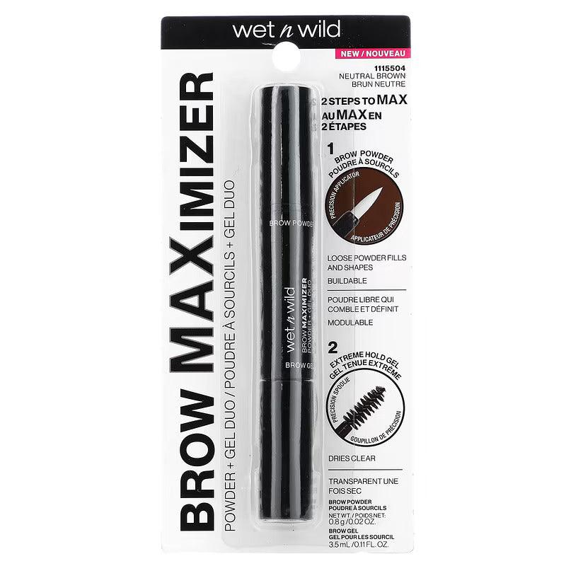Wet n wild, Brow Maximizer, Powder + Gel Duo, Neutral Brown, - Wellness Shoppee