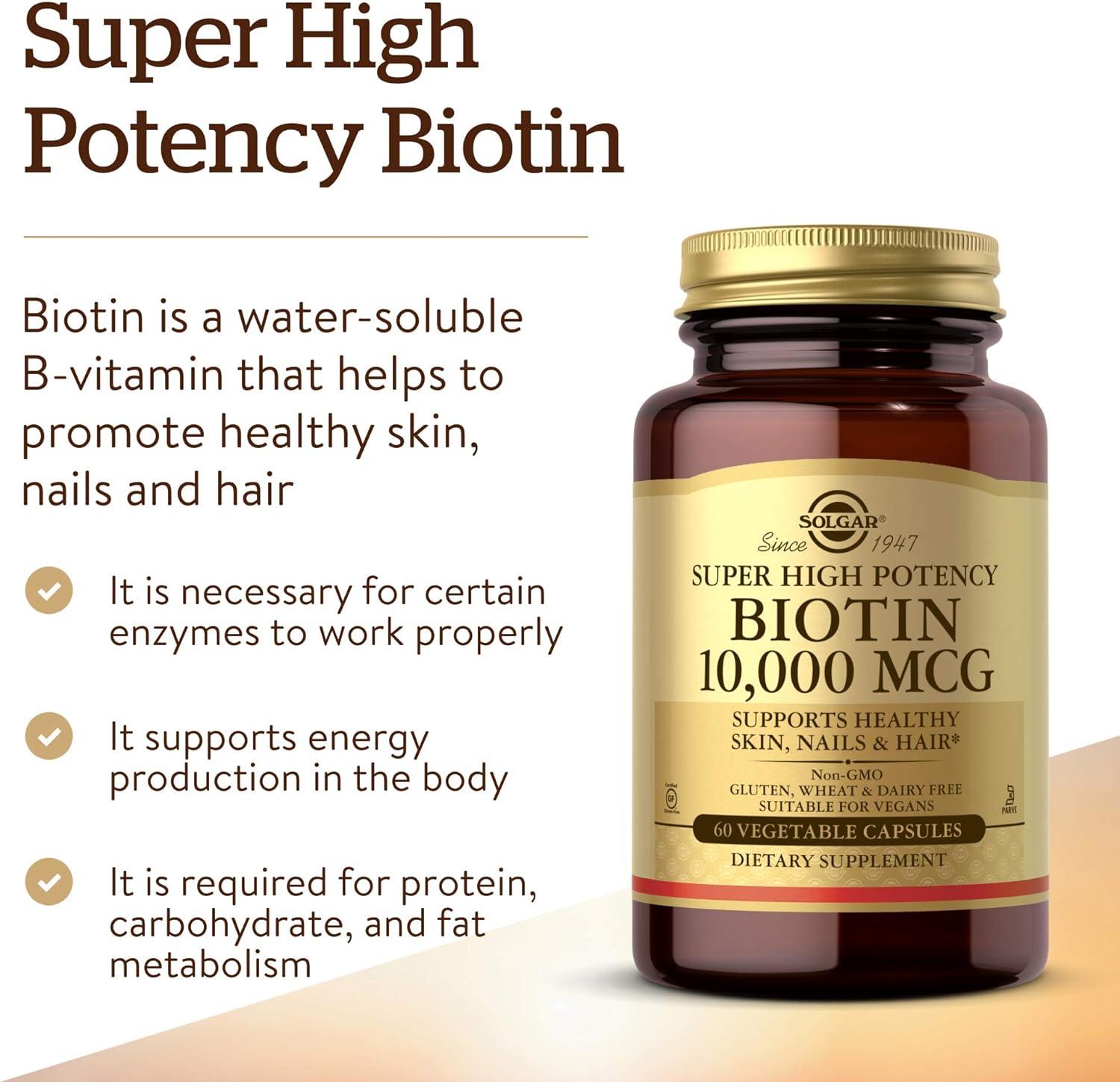 Solgar Biotin 10,000 Mcg, 60 Vegetable Capsules - Wellness Shoppee
