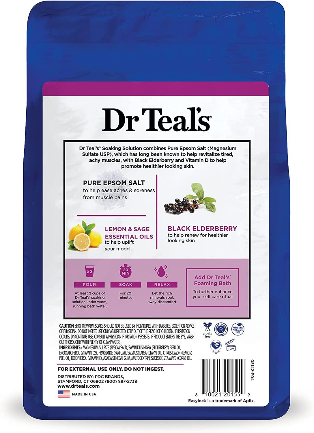 Dr Teal's Epsom Bath Salt Soak Black Elderberry With Vitamin D & Essential Oils - Wellness Shoppee