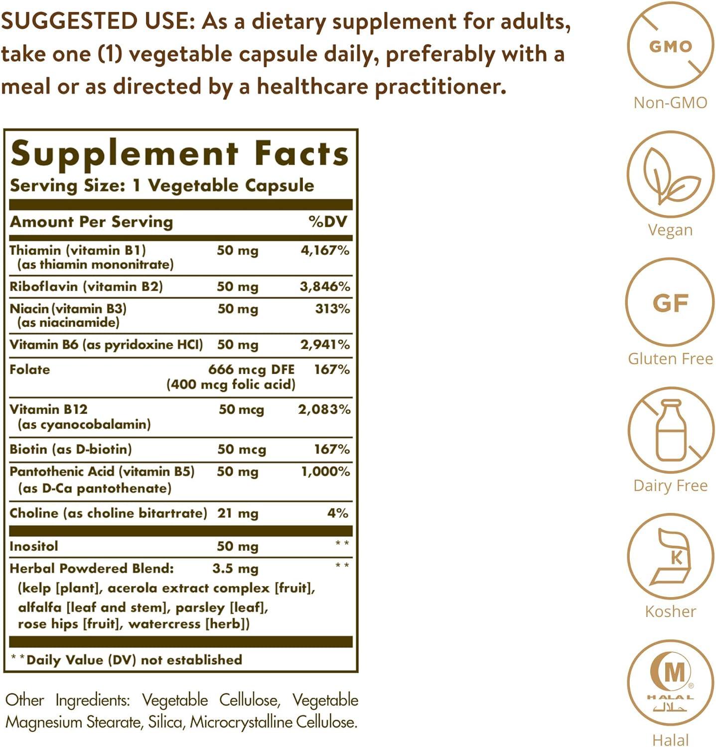 Solgar B-Complex "50" Vegetable Capsules 100'S - Wellness Shoppee