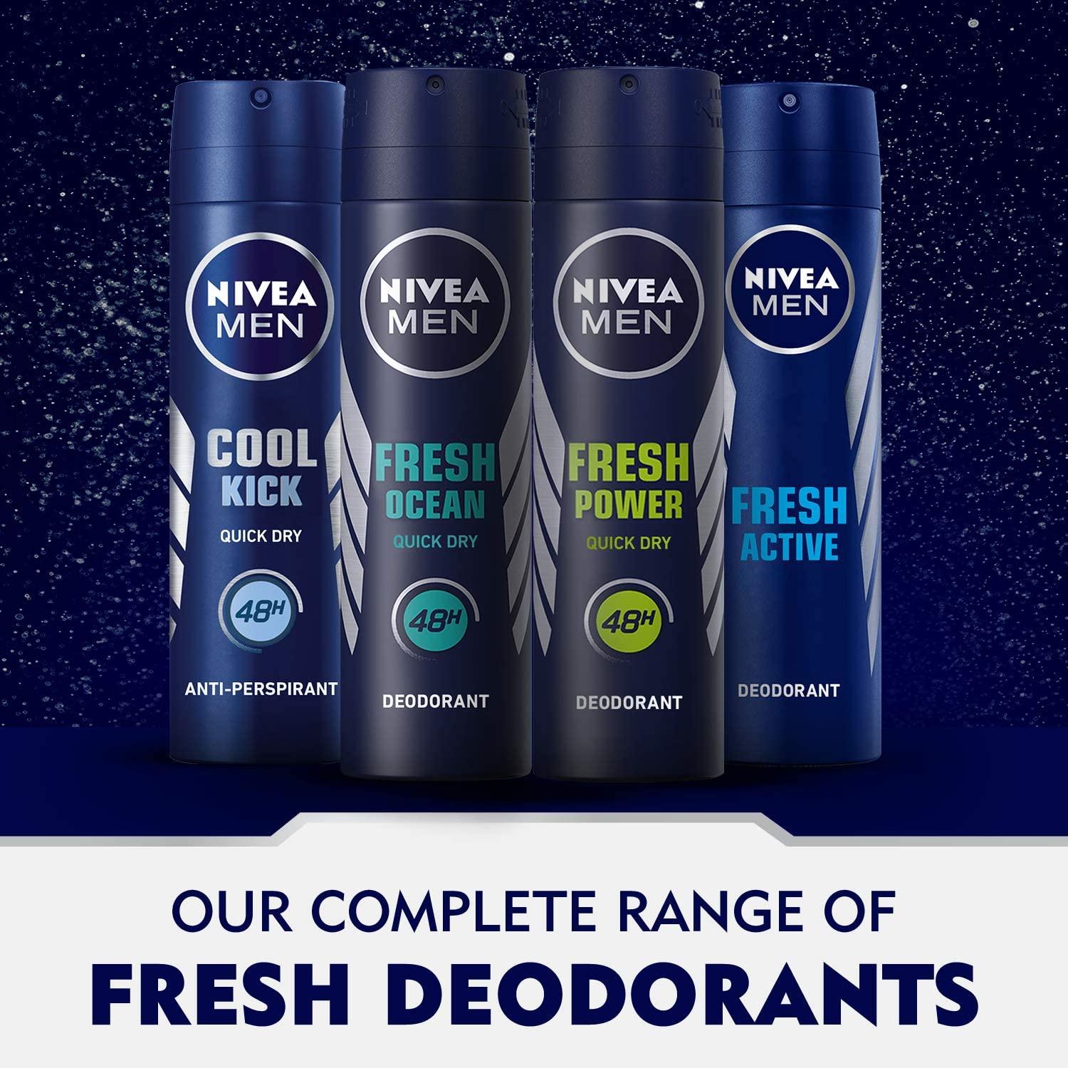 NIVEA MEN Deodorant Spray for Men, Fresh Ocean Aqua Scent, 150ml - Wellness Shoppee