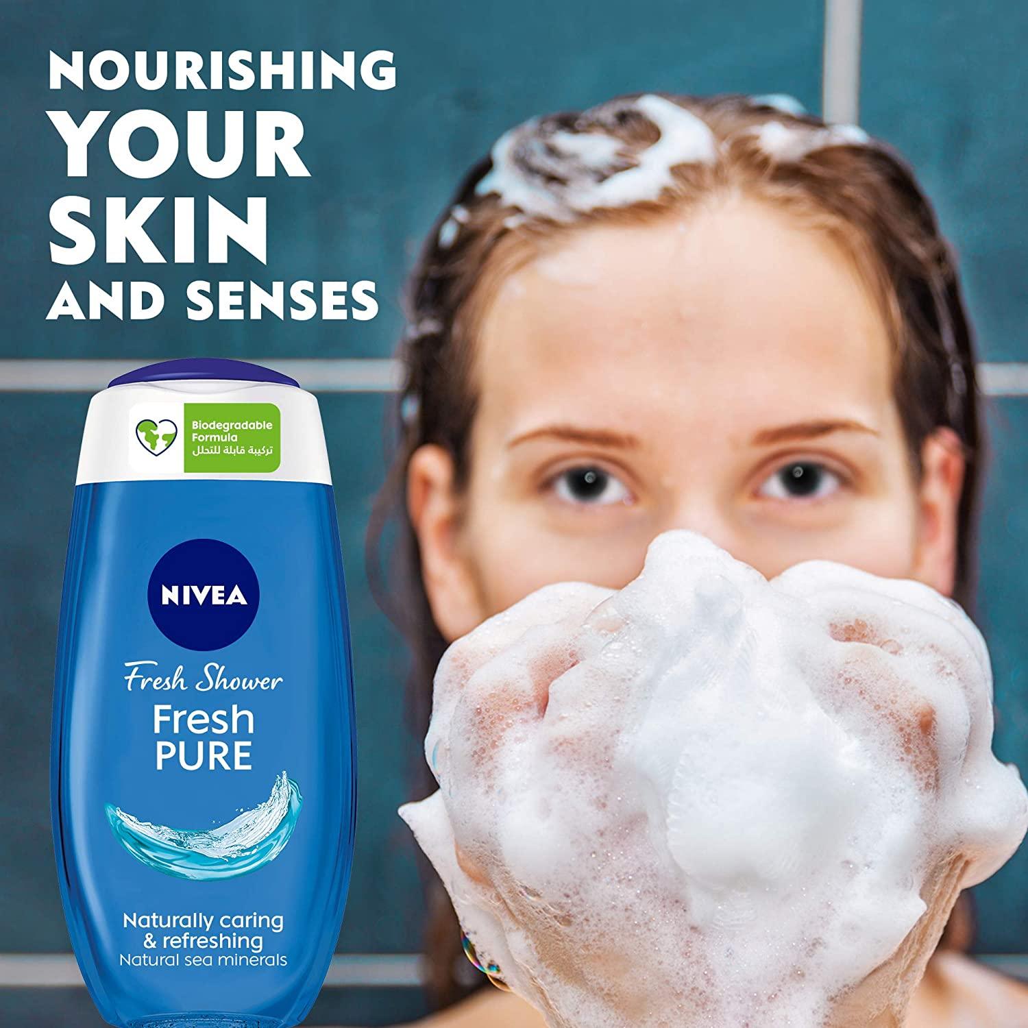 NIVEA Shower Gel Body Wash, Fresh Pure Sea Minerals Aquatic Scent, 250ml - Wellness Shoppee