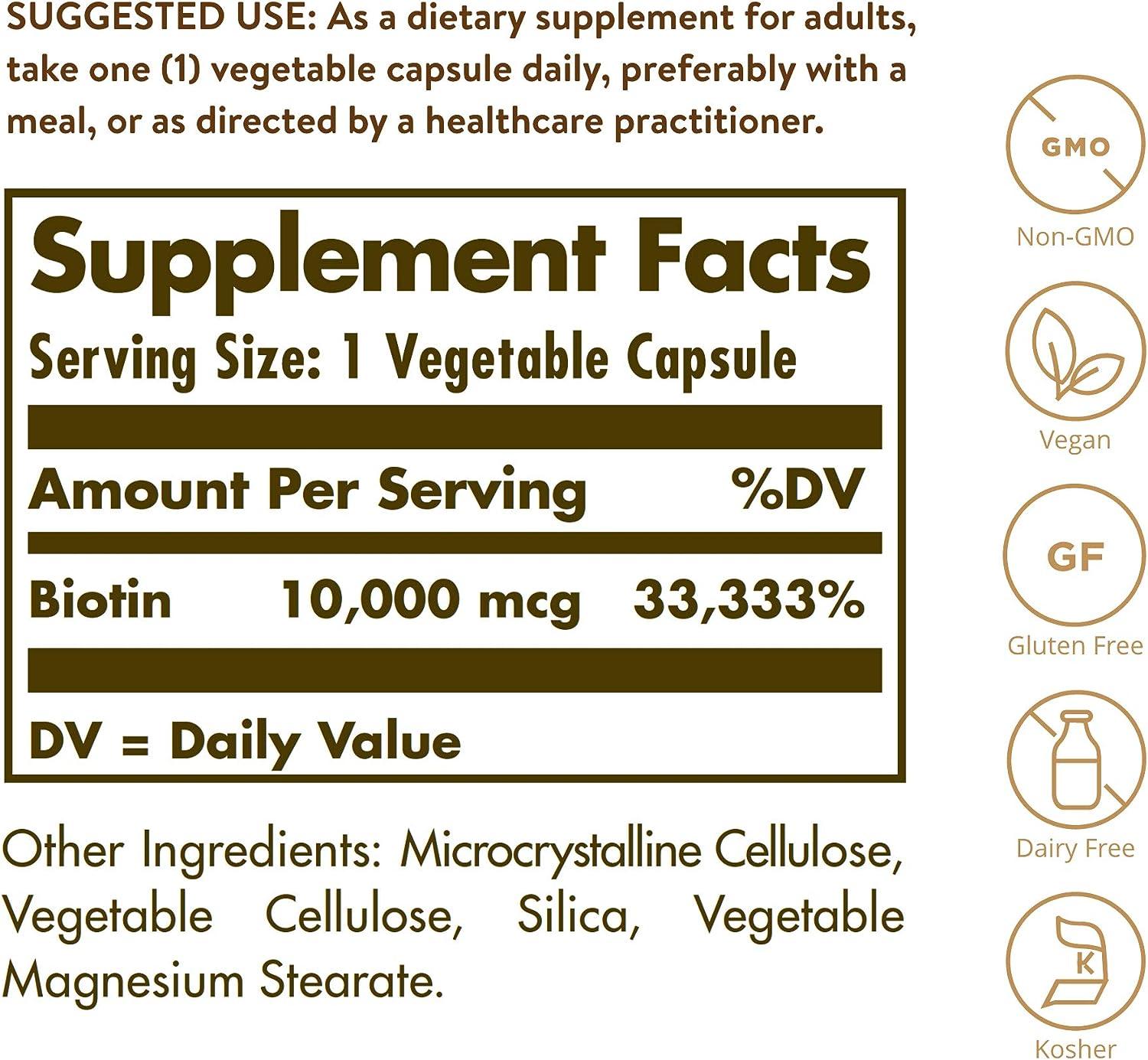 Solgar Biotin 10,000 Mcg, 60 Vegetable Capsules - Wellness Shoppee