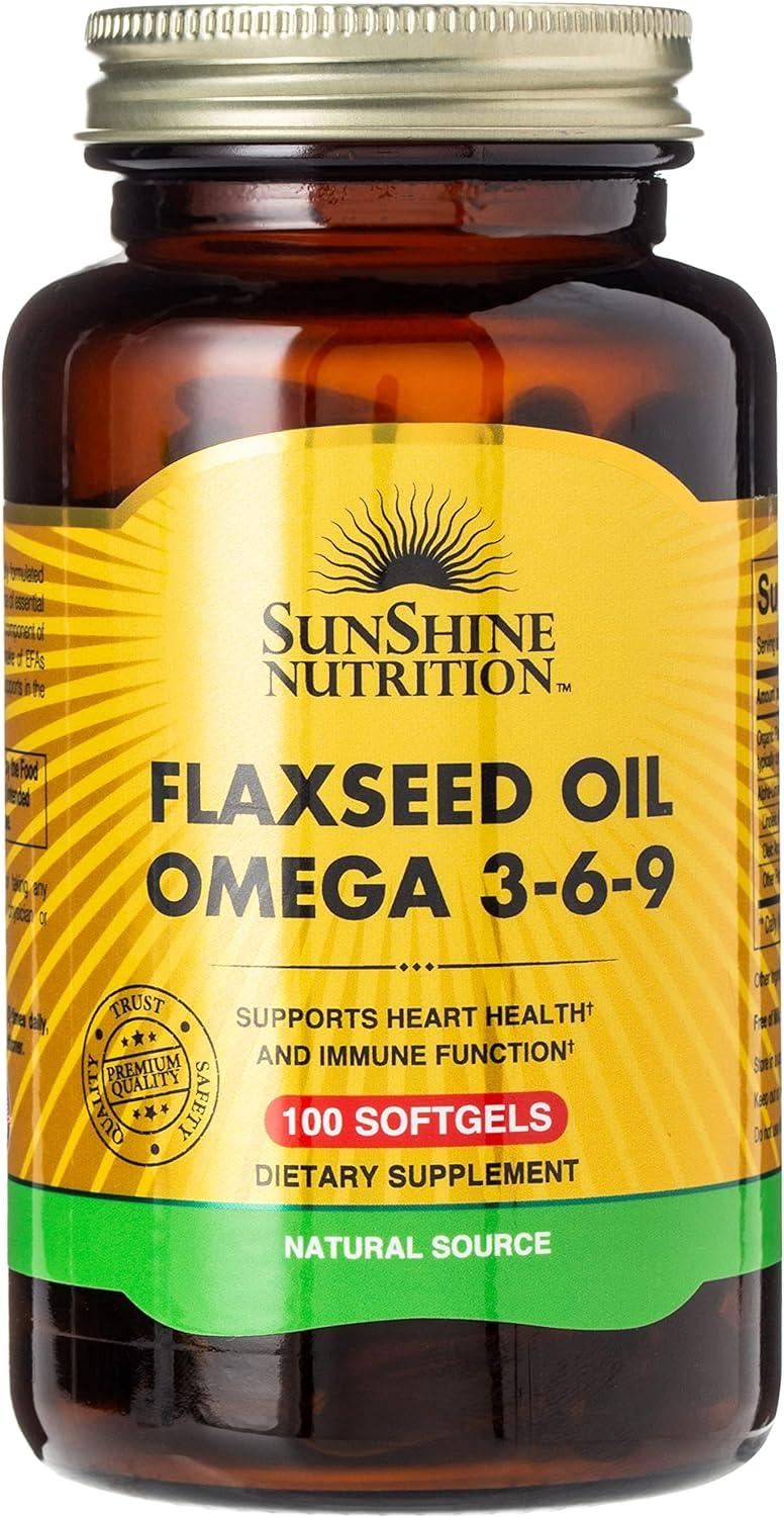 Sunshine Nutrition Organic Flaxseed Oil Omega 3-6-9 100 Softgels - Wellness Shoppee