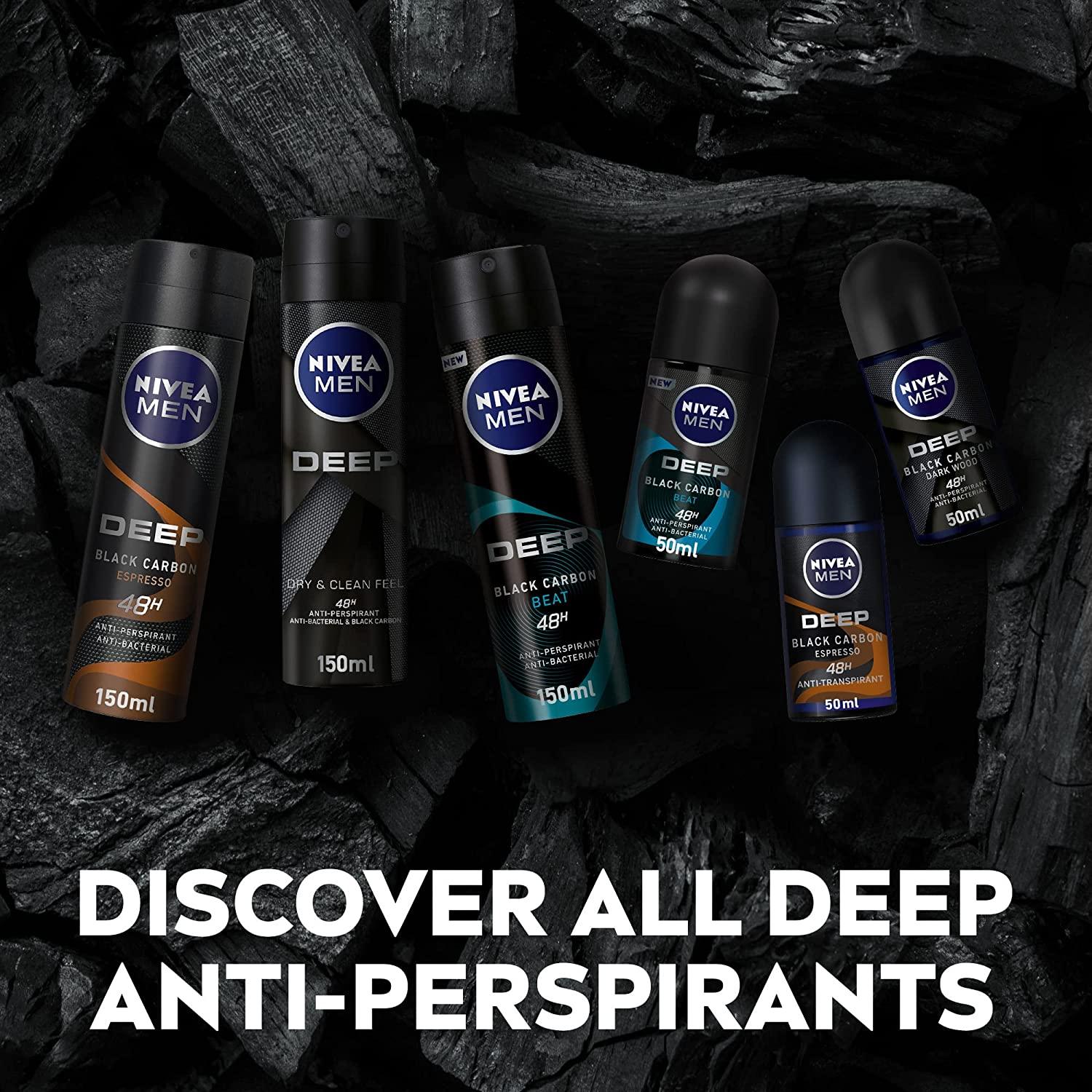 NIVEA MEN Antiperspirant Spray for Men, DEEP Black Carbon - Wellness Shoppee