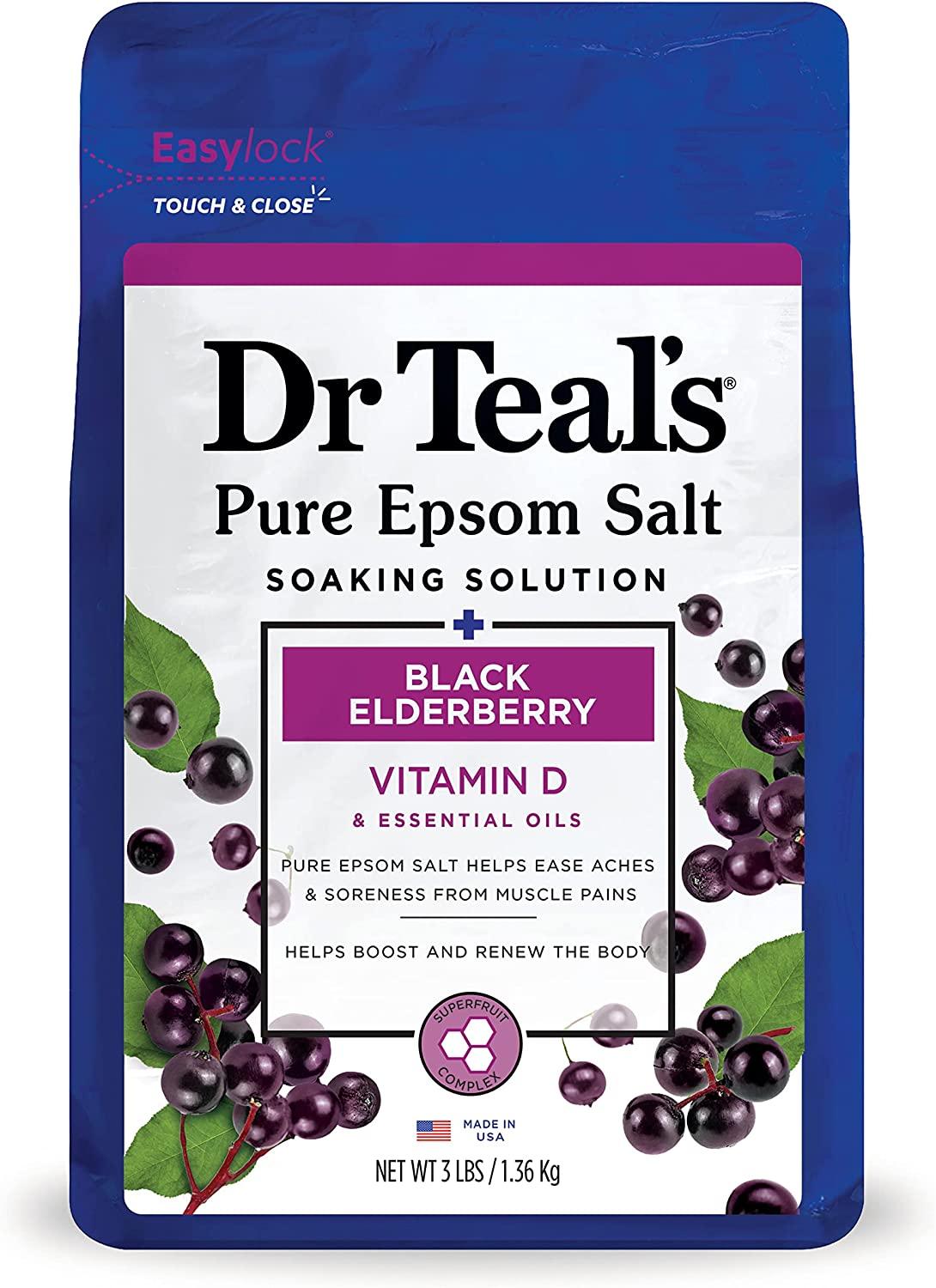 Dr Teal's Epsom Bath Salt Soak Black Elderberry With Vitamin D & Essential Oils - Wellness Shoppee