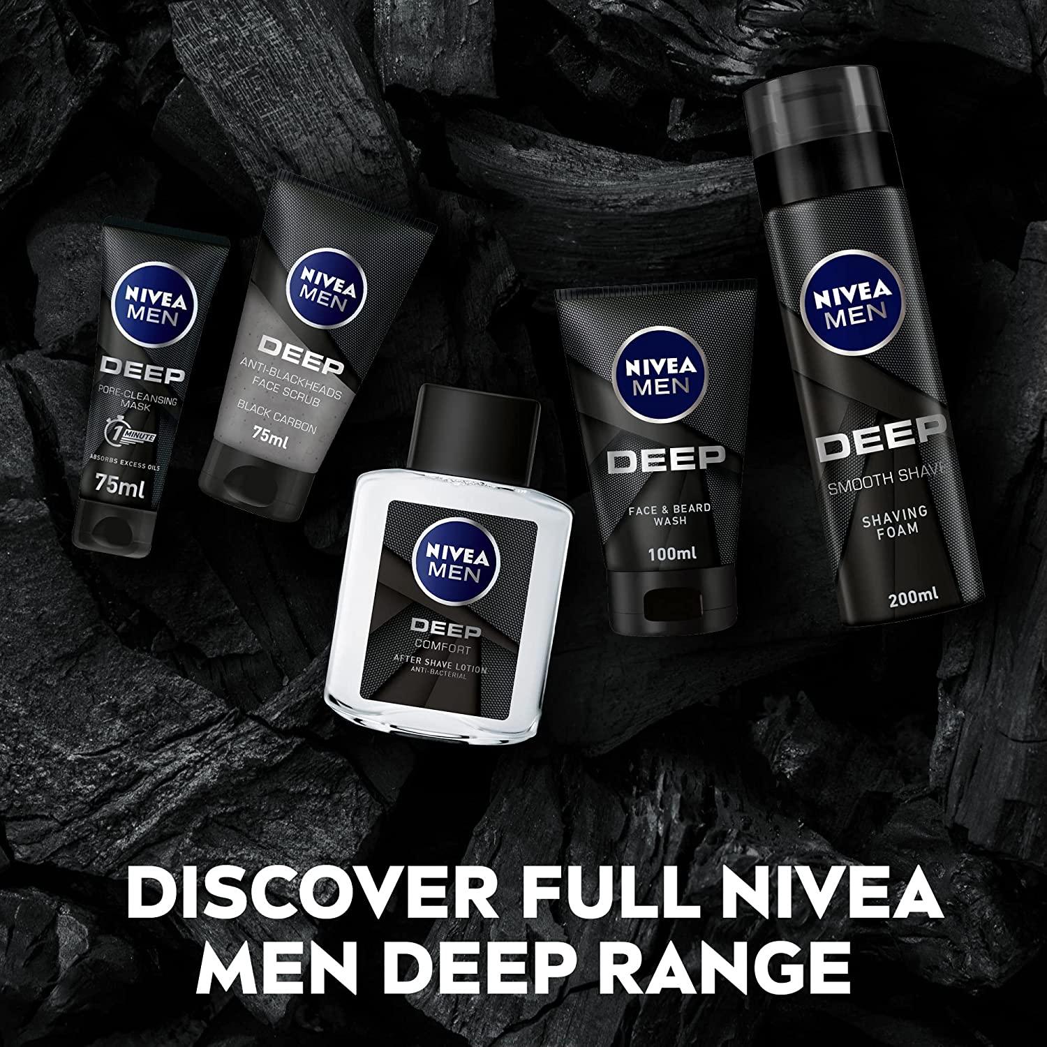 NIVEA MEN Shaving Foam, DEEP Smooth Shave Antibacterial Black Carbon, 200ml - Wellness Shoppee