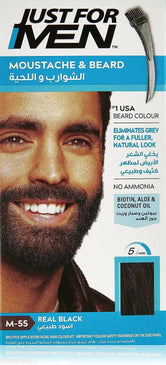 Just For Men Moustache & Beard Dye, Men's Facial Hair Colour, M55 - Real Black - Wellness Shoppee