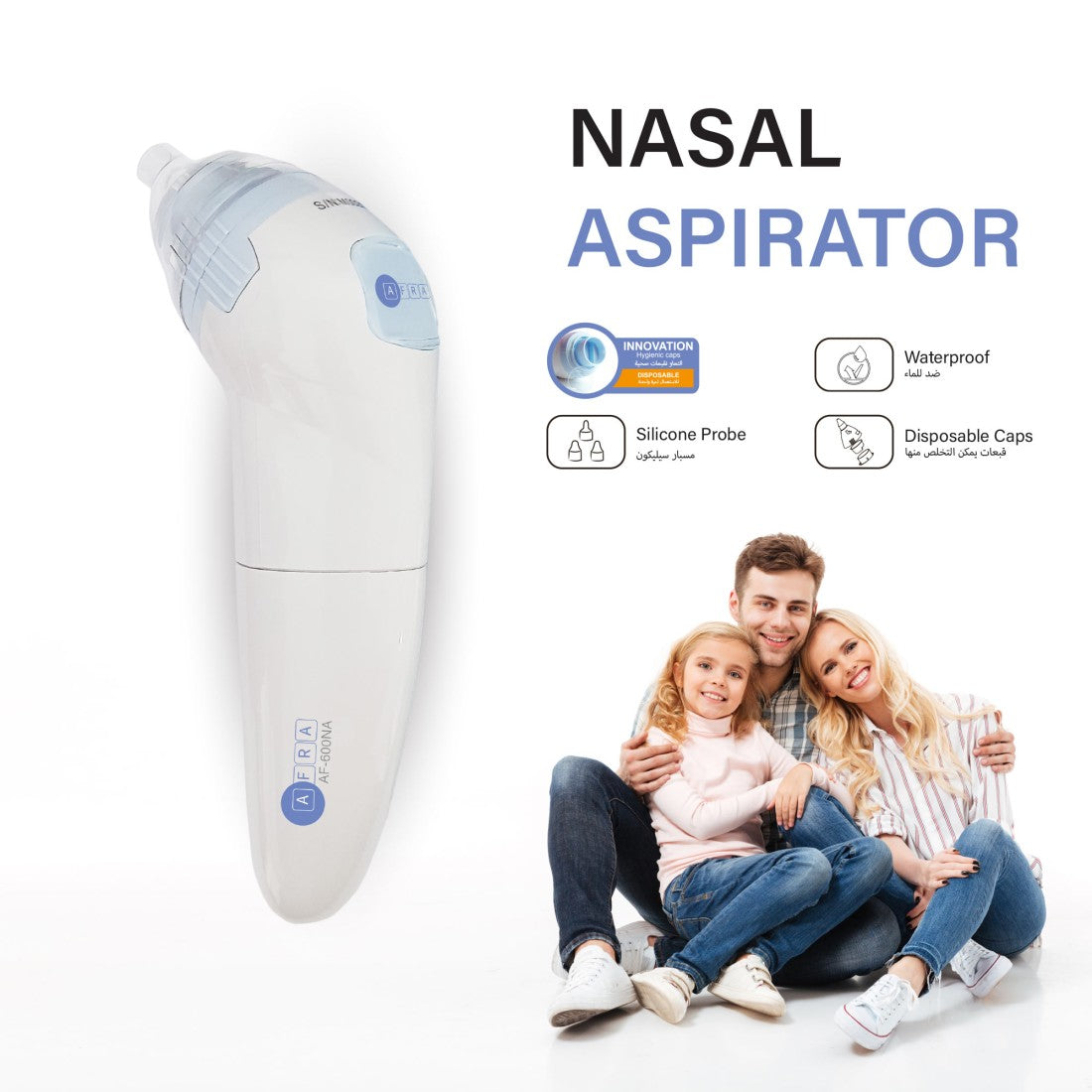 AFRA Nasal Aspirator, AF-600NA, White, AA Battery, With Accessories, 2 Year Warranty