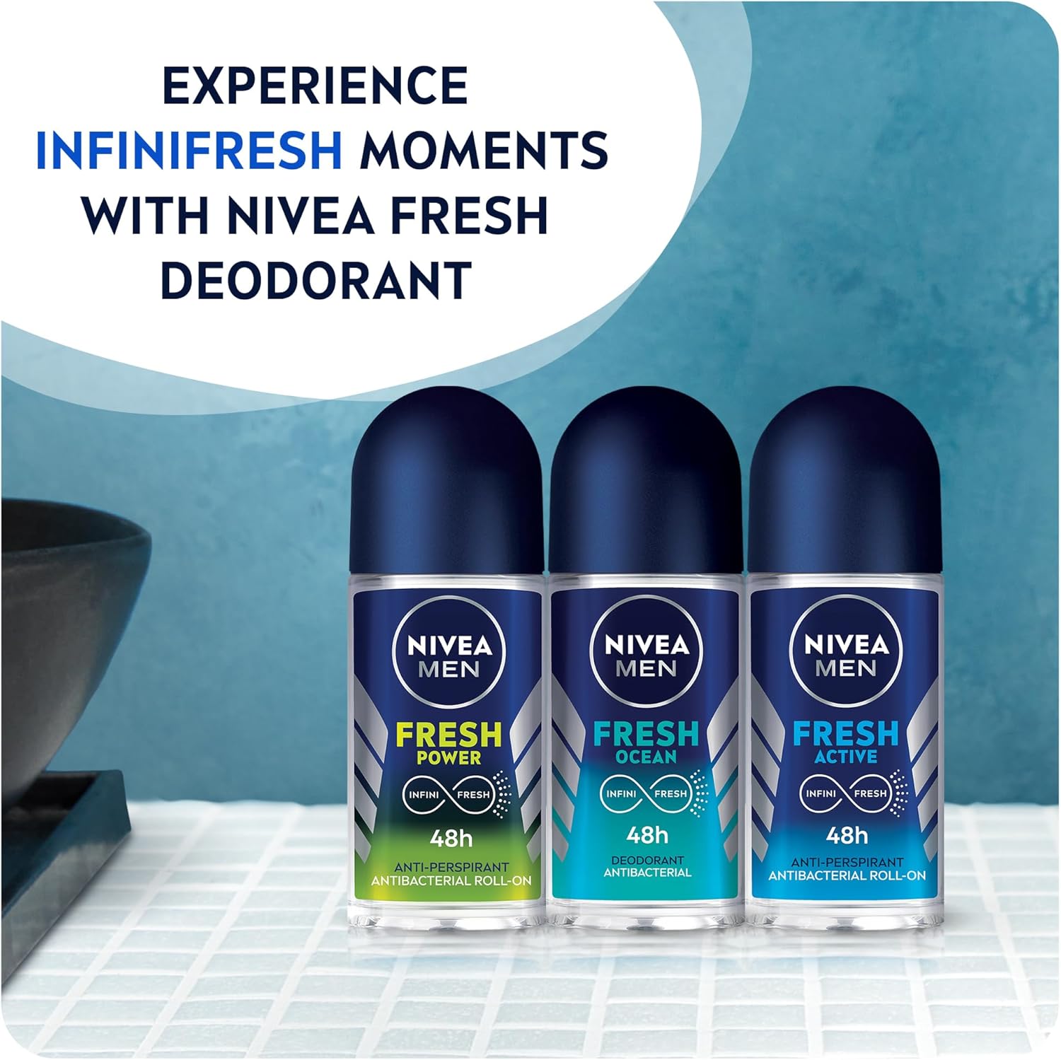 NIVEA MEN Antiperspirant Roll-on for Men, Fresh Power Fresh Scent, 50ml - WELLNESS OFFER
