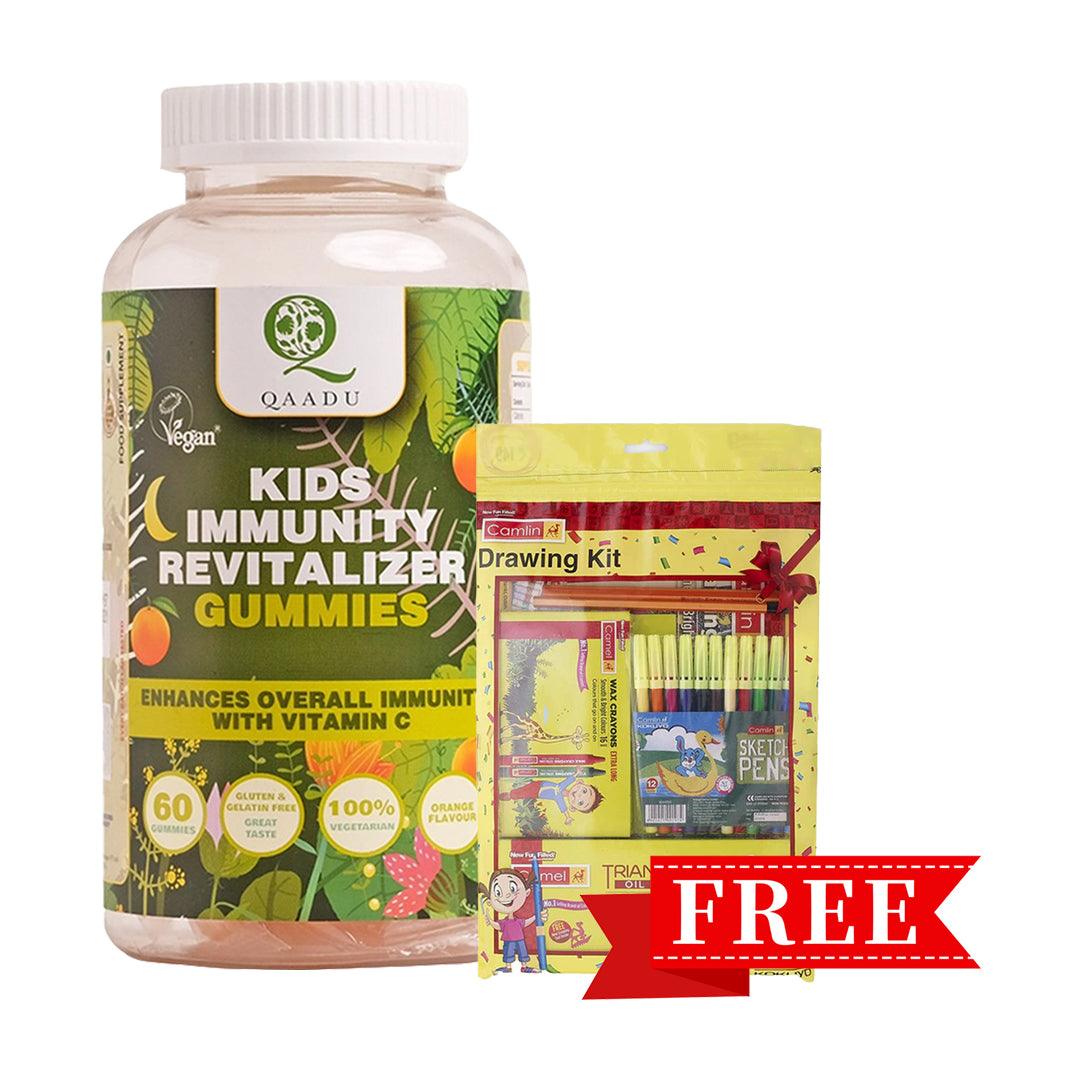 Qaadu Kids Immunity Revitalizer Gummies + Free Camlin Drawing Kit - Wellness Shoppee