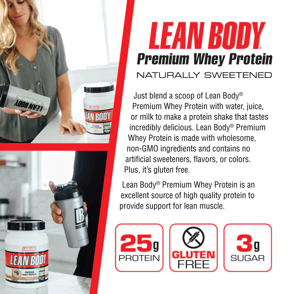 Labrada Lean Body Premium Whey Protein 18 Servings, 25g Protein Gluten Free