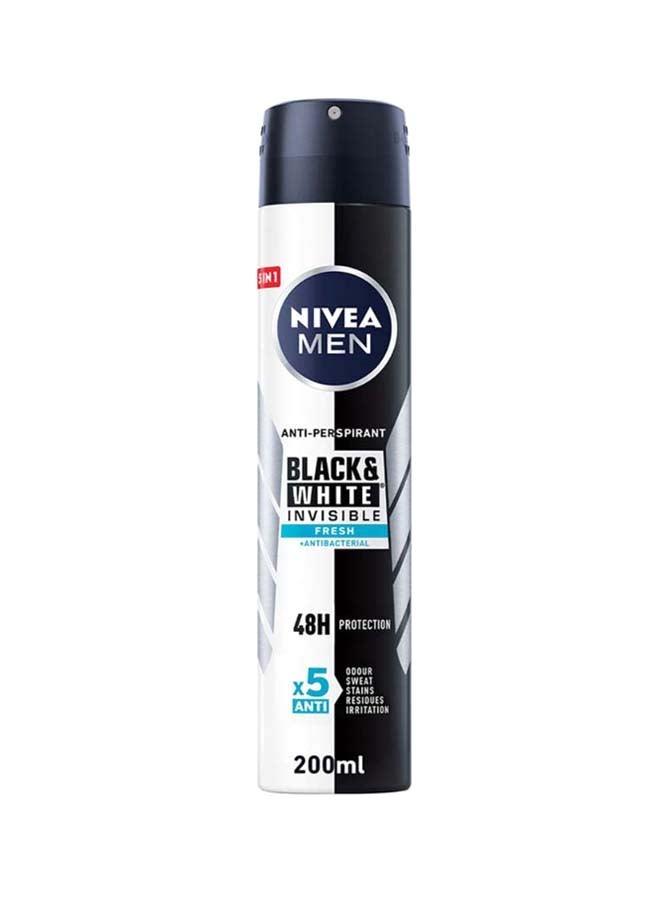 Nivea Men Black And White Invisible Fresh, Antiperspirant For Men, Spray 200ml - Wellness Shoppee