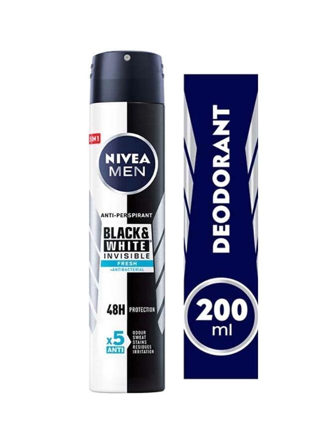 Nivea Men Black And White Invisible Fresh, Antiperspirant For Men, Spray 200ml - Wellness Shoppee