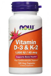 Now Vitamin D-3 & K-2 1000 Iu 45Mg 120Vcaps - Wellness Shoppee