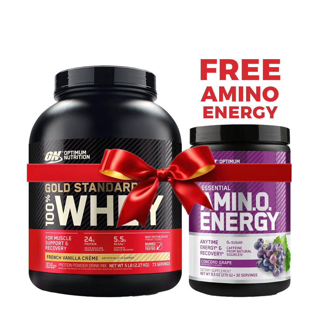 Optimum Nutrition 100% Gold Standard Whey Double Rich Chocolate 5lb + Amino Energy 270g