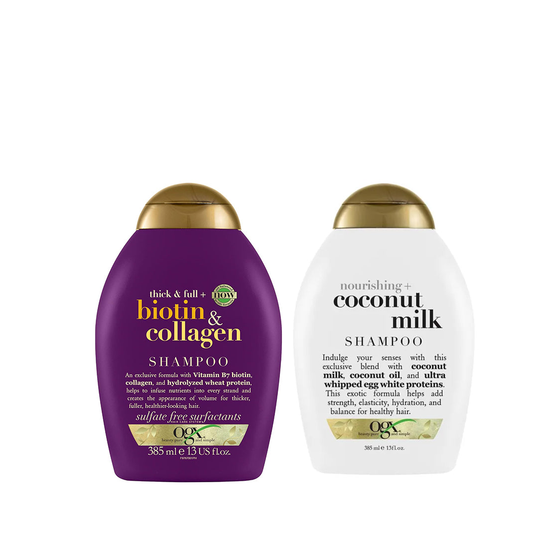 Ogx Nourishing Coconut Milk Conditioner 385ml + Ogx Biotin & Collagen Shampoo