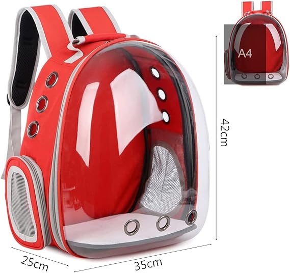Pet Carrier Bag Cute Large Space Transparent Window Breathable Mesh Dog Cat Carrier for Travel Outdoor Colorful Core Even Size (recommended for Cats Within 4kg/8.8lb, Dogs Within 2.5kg/5.5lb to Use)