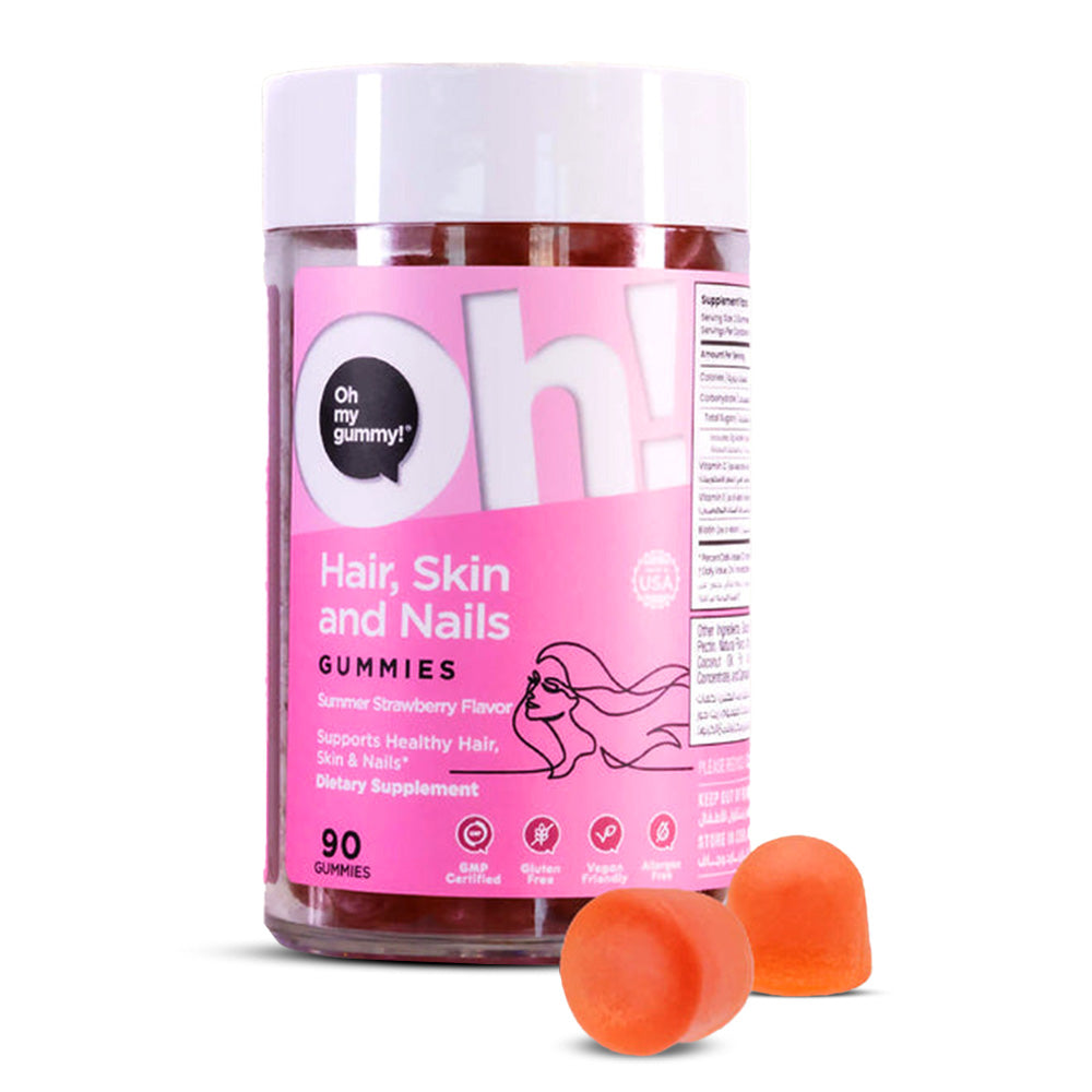 Oh My Oh! Hair Skins & Nails, Strawberry, 90 Gummies, Hair Vitality, Lustrous Skin