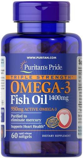 Puritans Pride Triple Strength Omega 3 Fish Oil 1400mg 60s - Wellness Shoppee