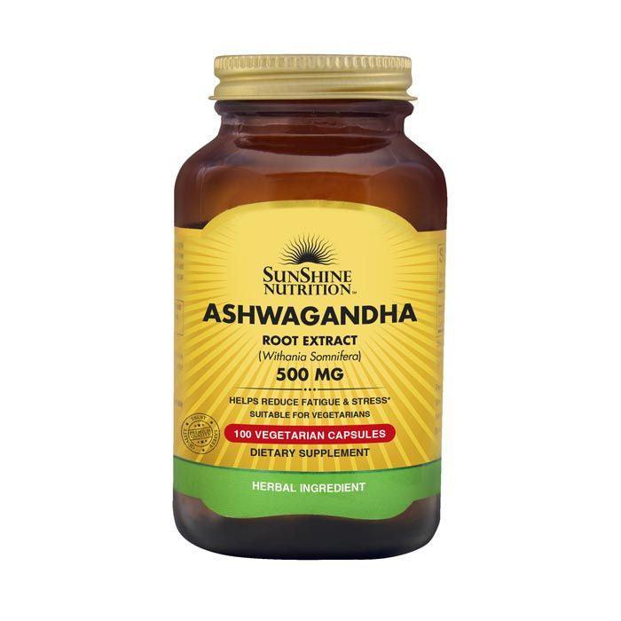 Sunshine Nutrition's Ashwagandha 500 mg Vegetable Capsules 100's - Wellness Shoppee