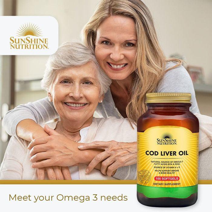 Sunshine Nutrition Cod Liver Oil 100 Softgels - Wellness Shoppee