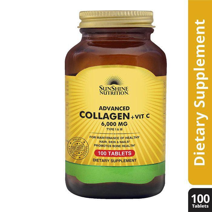 Sunshine Nutrition Advanced Collagen + Vitamin C 100 Tablets - Wellness Shoppee