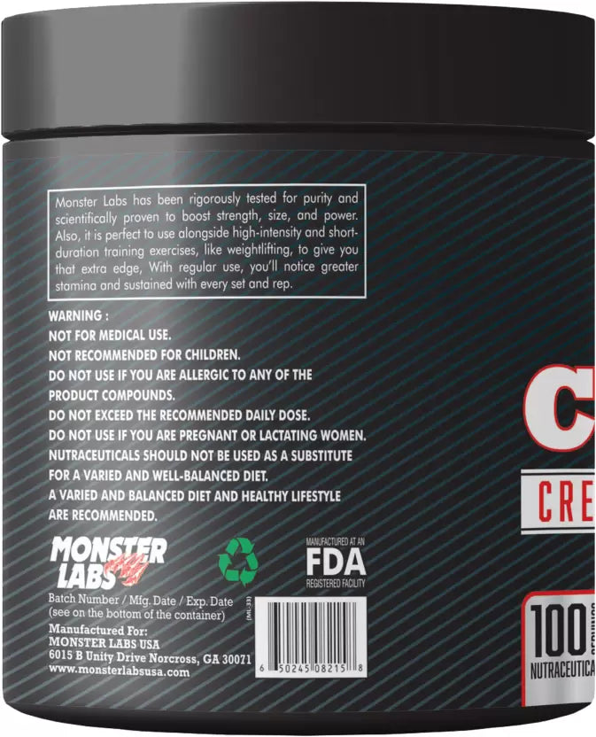 Monster Labs Creatine Monohydrate Powder, 3000gms - Wellness Shoppee