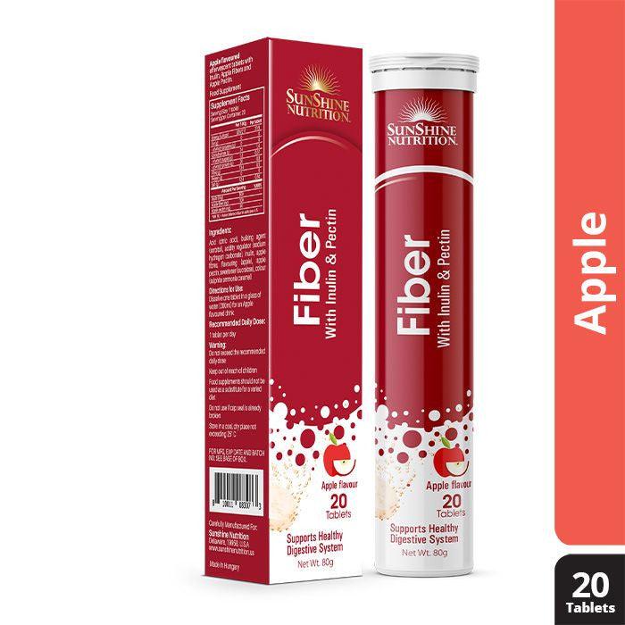 Sunshine Nutrition Fiber Apple Flavor Effervescent Tablets 20's - Wellness Shoppee