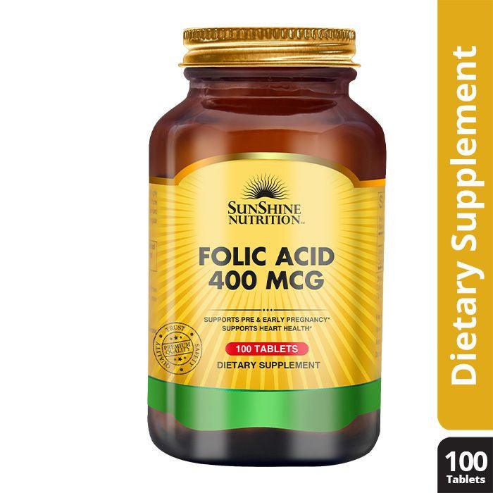 Sunshine Nutrition Folic Acid 400 Mcg Tablet 100's - Wellness Shoppee