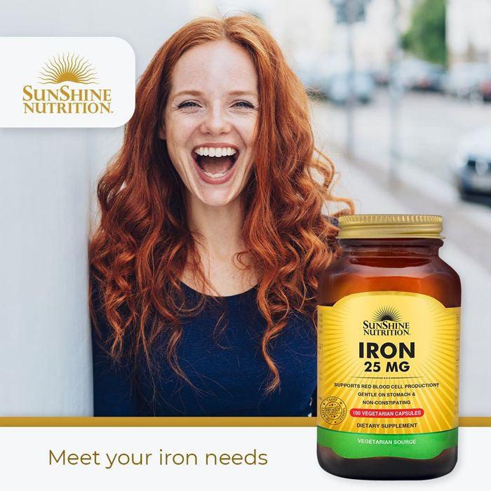Sunshine Nutrition Iron 25 Mg Capsules 100'S - Wellness Shoppee