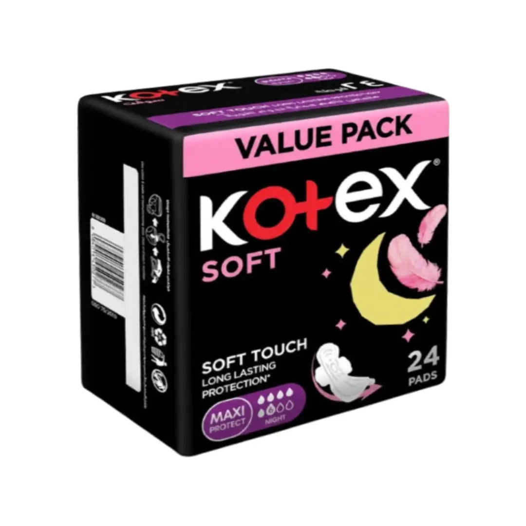 Kotex Soft Touch Maxi Protect Night, 24 Pads