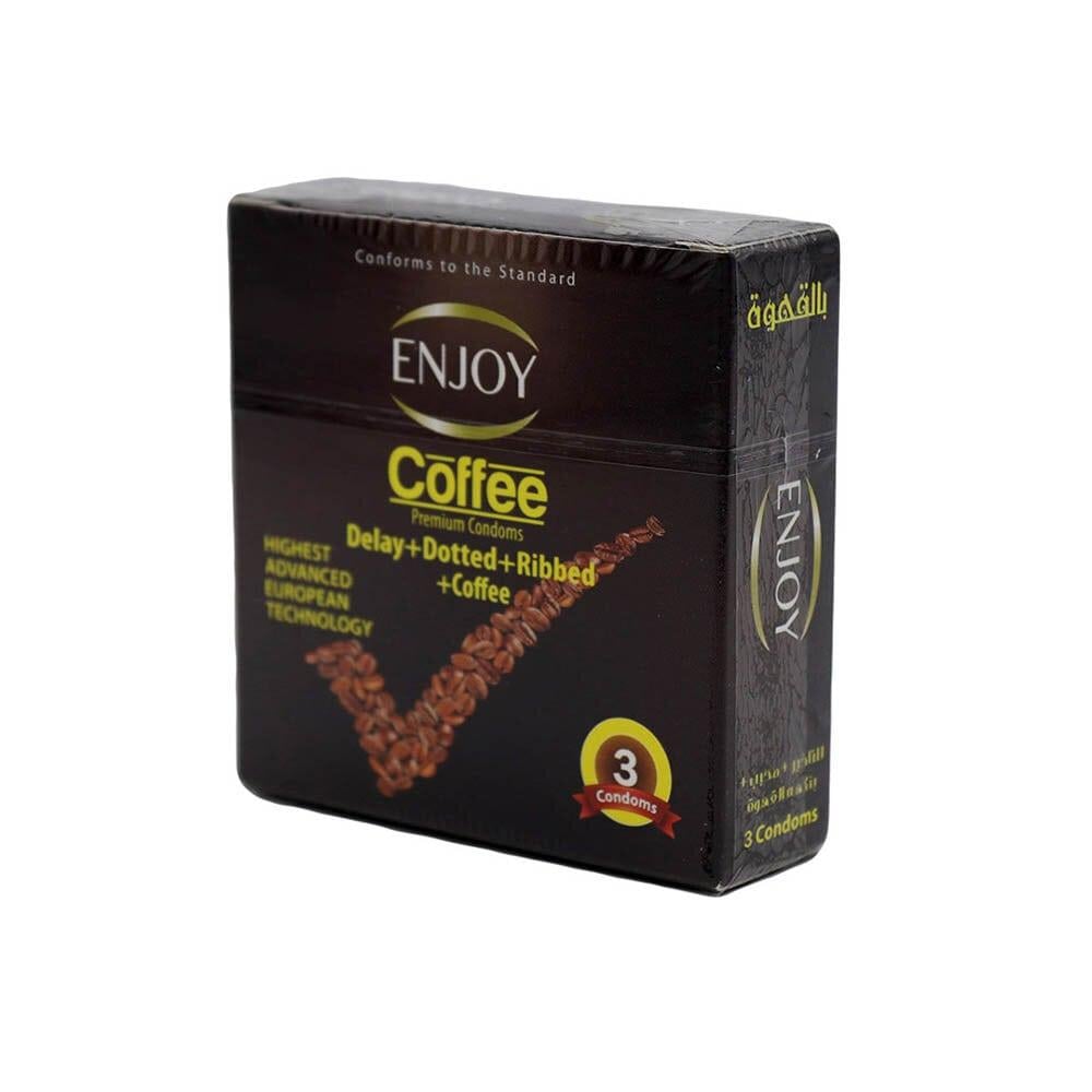 Enjoy Coffee Delay + Dotted + Ribbed Condoms, 3 Condoms