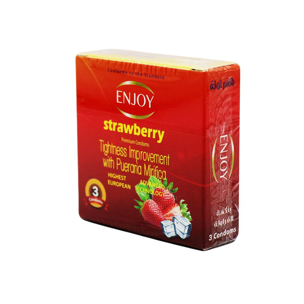 Enjoy Strawberry Condoms, 3 Condoms