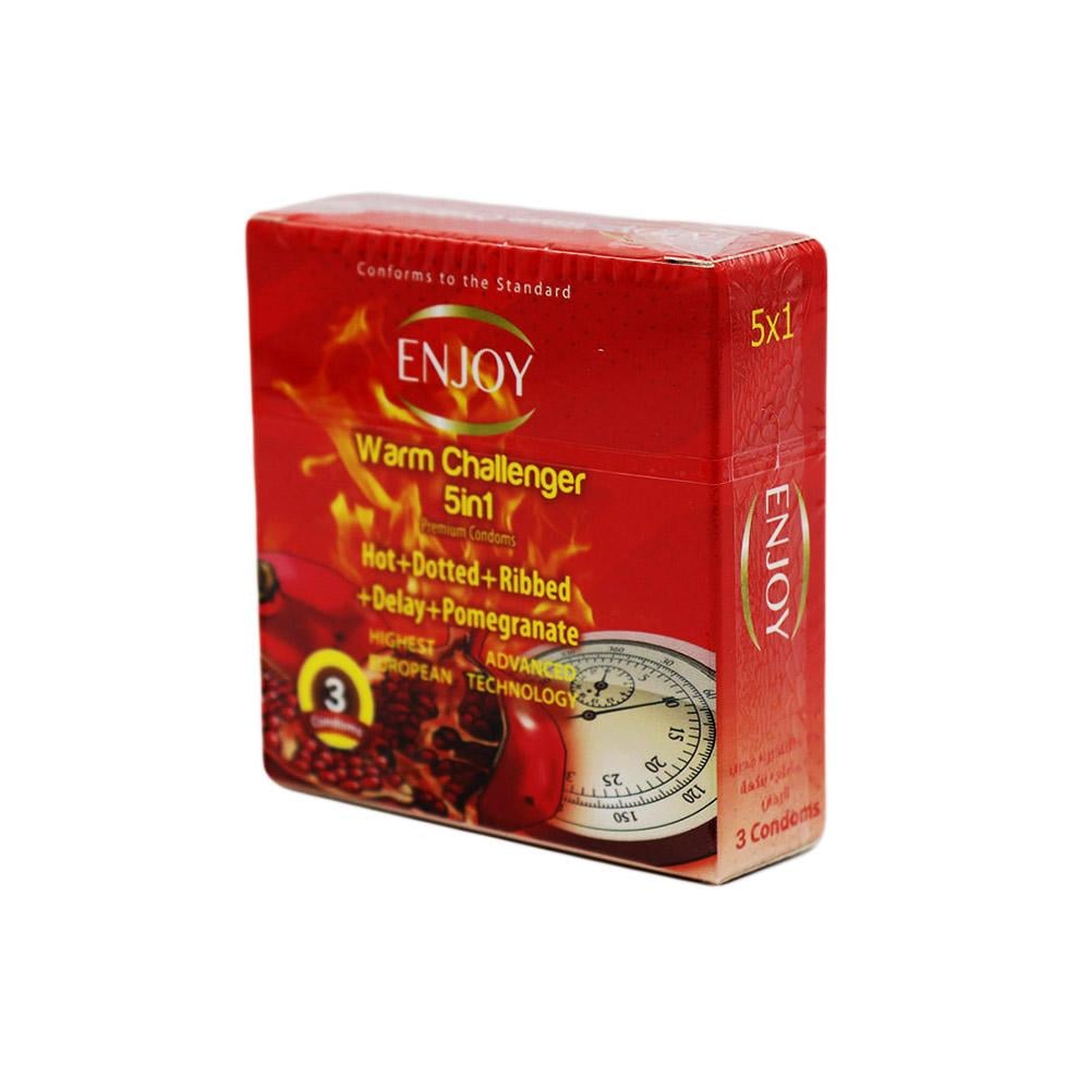 Enjoy Warm Challenger 5-in-1 Condoms, 3 Condoms