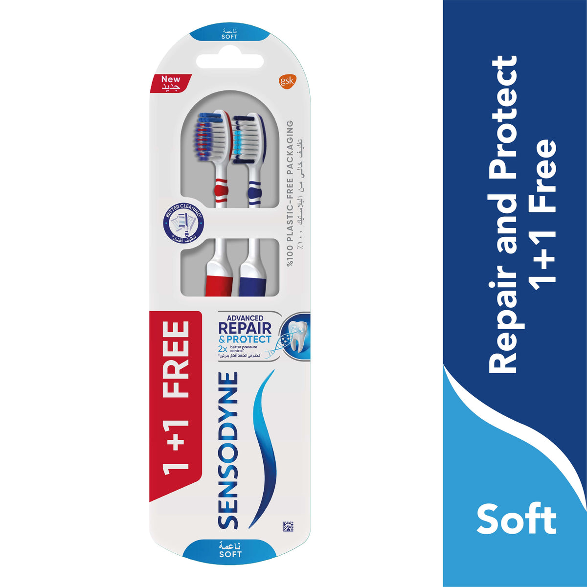 Sensodyne Repair & Protect Soft Toothbrush, 1+1 Pack