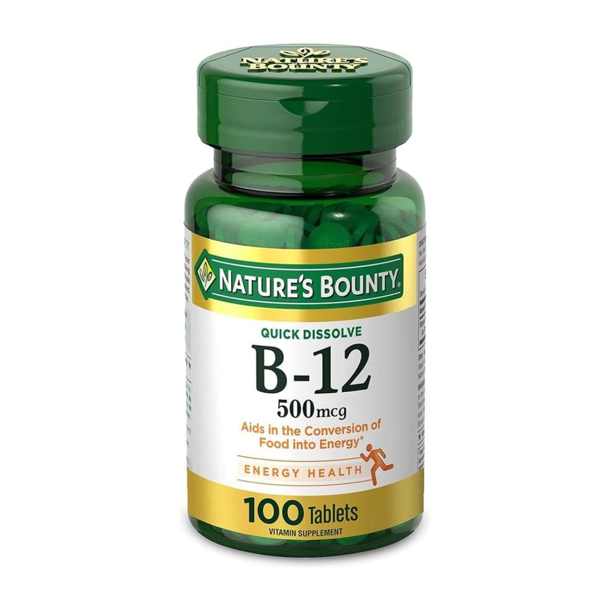 Nature's Bounty Vitamin B12 500mcg Quick Dissolve, 100 Tablets