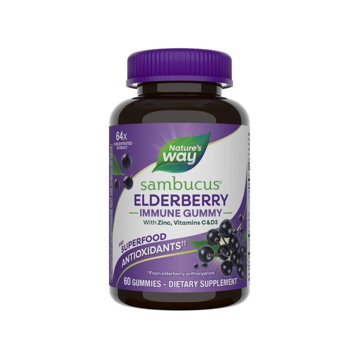 Nature's Way Sambucus Elderberry Immune, 60 Gummies