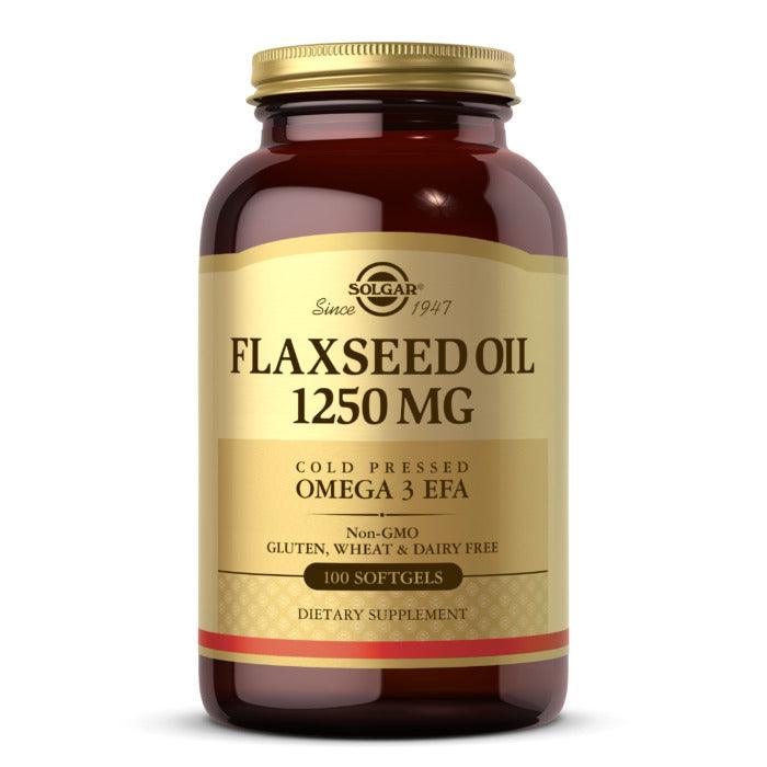 Solgar Flaxseed Oil, 1250 mg, 100 Softgels - Wellness Shoppee