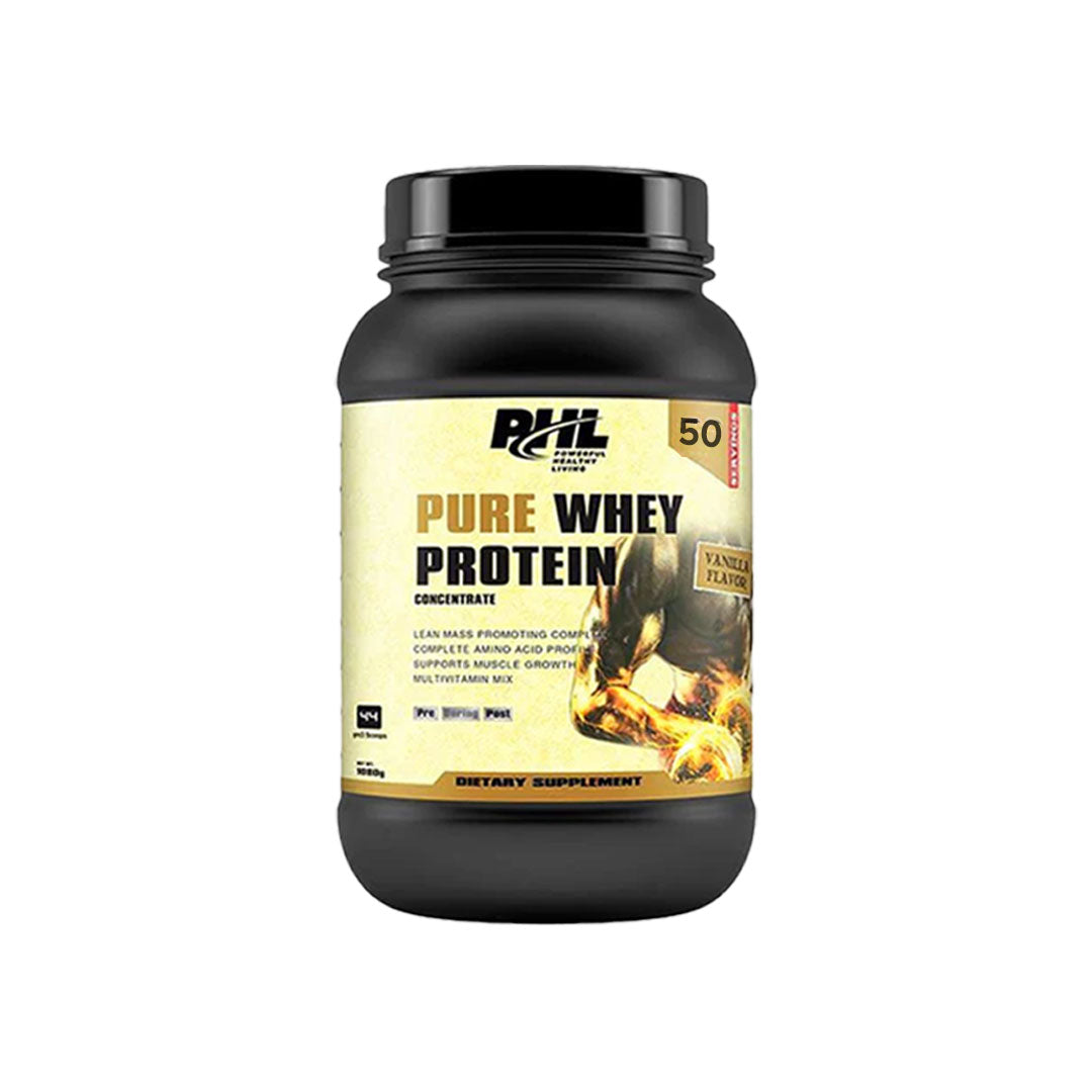 PHL Pure Whey Protein Powder, 2lbs 50 Servings - Vanilla