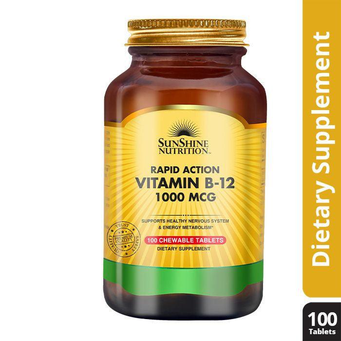 Sunshine Nutrition Vitamin B12 1000Mcg Rapid Action Tablet 100's - Wellness Shoppee