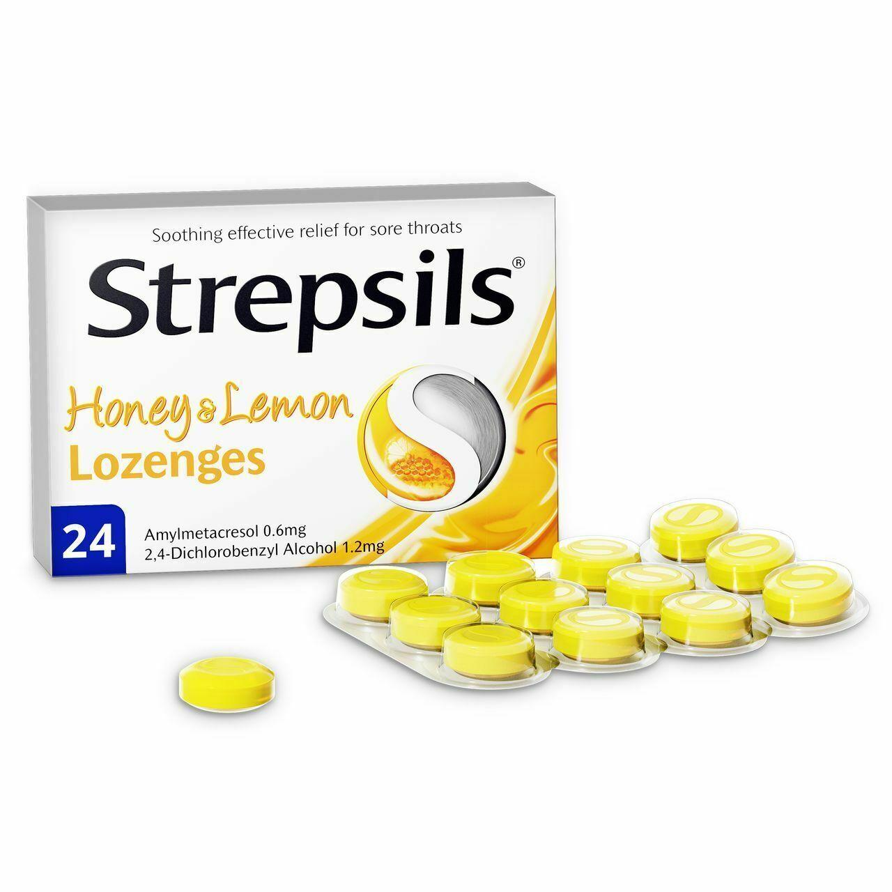 Strepsils Honey and Lemon (100mgs) 24 Lozenges relief Sore throats Medicine - Wellness Shoppee