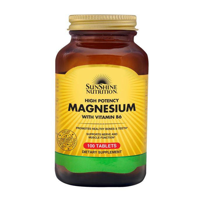 Sunshine Nutrition High Potency Magnesium With Vitamin B6 100 Tablets - Wellness Shoppee
