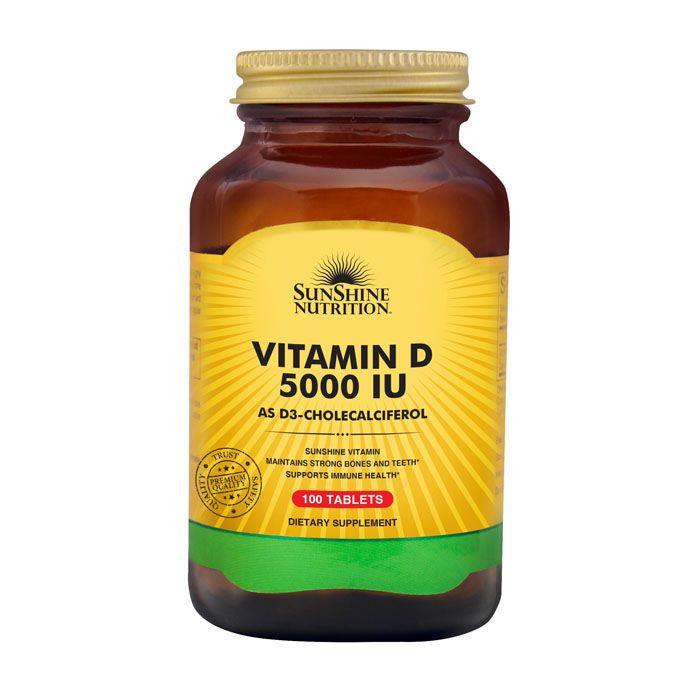 Sunshine Nutrition Vitamin D 5000iu 100 Tablets - Wellness Shoppee