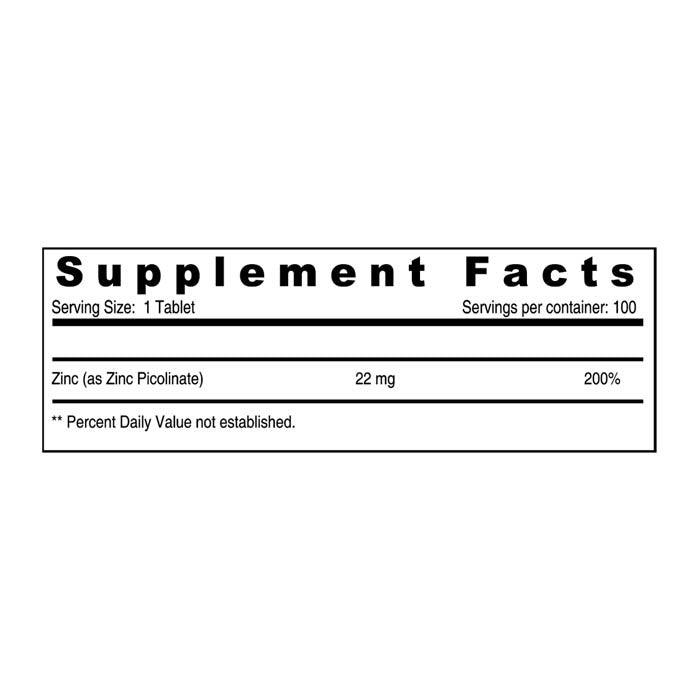 Sunshine Nutrition Zinc Picolinate 22 mg Tablet 100's - Wellness Shoppee