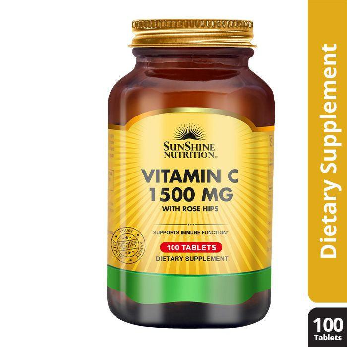 Sunshine Nutrition Vitamin C 1500mg With Rosehips 100 Tablets - Wellness Shoppee