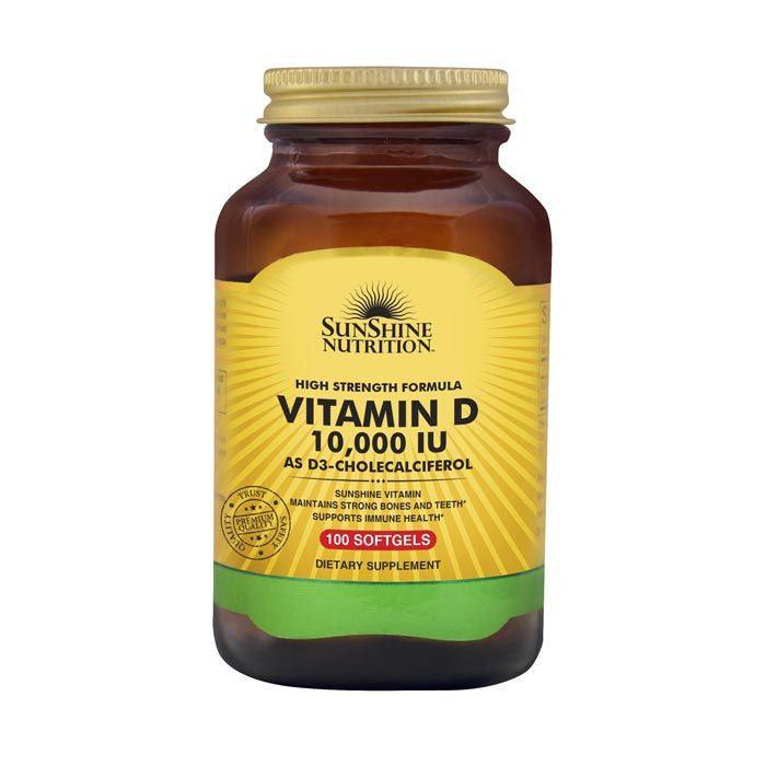Sunshine Nutrition Vitamin D 10000 Iu Softgels 100's - Wellness Shoppee