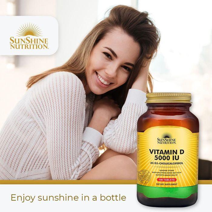 Sunshine Nutrition Vitamin D 5000iu 100 Tablets - Wellness Shoppee