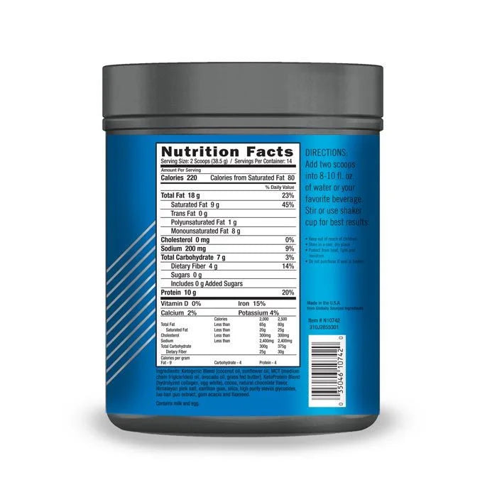 Ketoscience Ketogenic Meal Shake Natural Chocolate 14 Servings 539 g - Wellness Shoppee